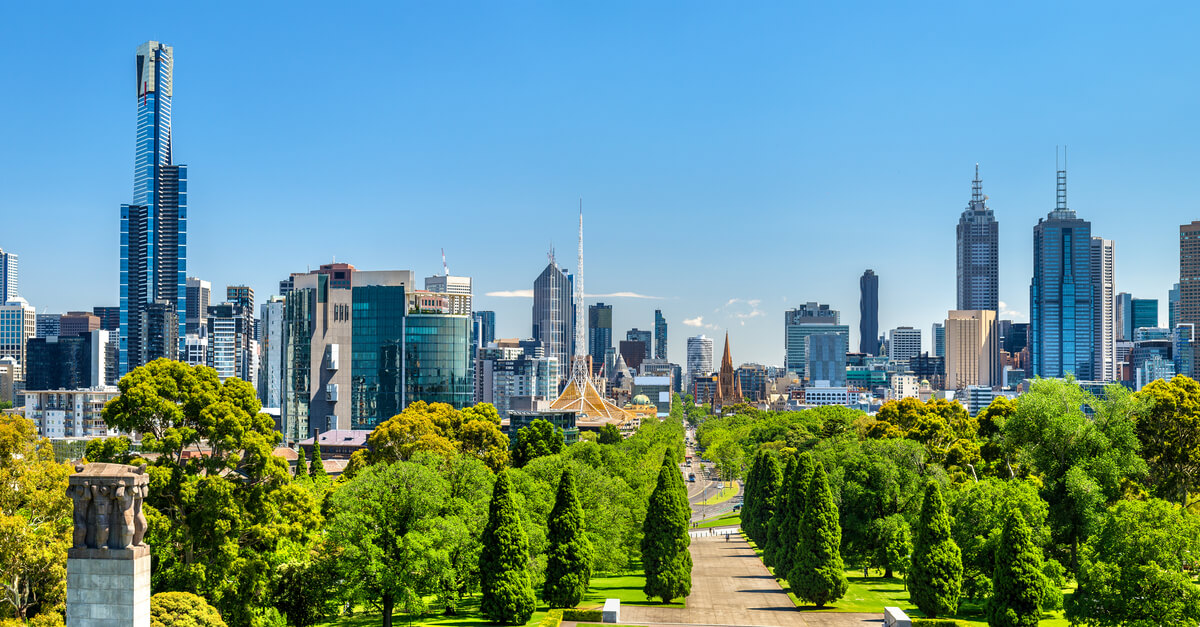 Melbourne from Shrine of Remembrance - Australia, ozone clean